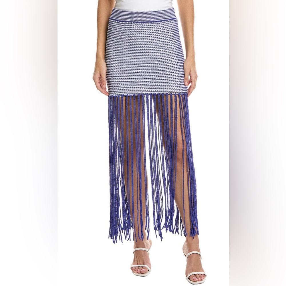 STAUD COSSETTE SKIRT | BLUE IRIS WHITE
